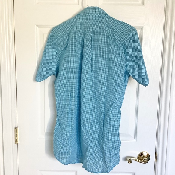 Mens XS-S New American Apparel Short Sleeve Button Lt Blue Shirt Cotton USA Made - Picture 3 of 16